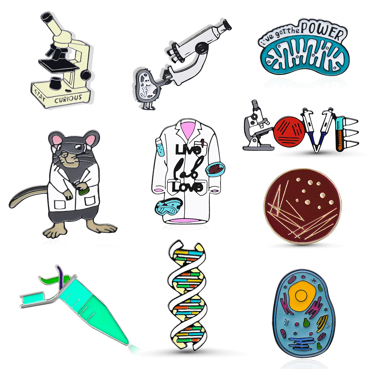 Harong Science émail broche Microscope bécher chimique moléculaire ADN biologique expérimental broches en métal Badges pour sac à dos