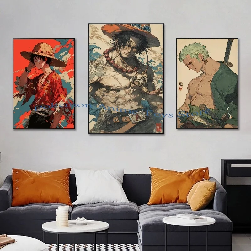 อะนิเมะOne PieceตัวอักษรNami Luffy Zoro Boa·Hancock HDโปสเตอร์ภาพวาดผ้าใบBar Room WallความงามArtตกแต่งภาพวาด