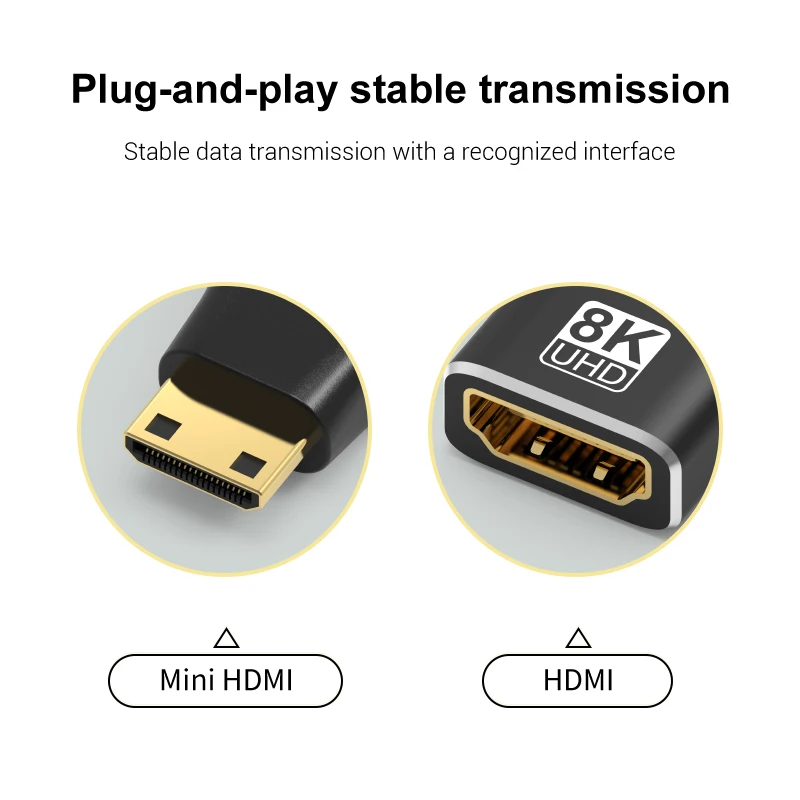 8K HDMI-Compatible Adapter Mini/Micro HDMI To HDMI Adapter 8K 60Hz 4K 120Hz/144Hz 90 270 Degree Angle Male To Female Converter
