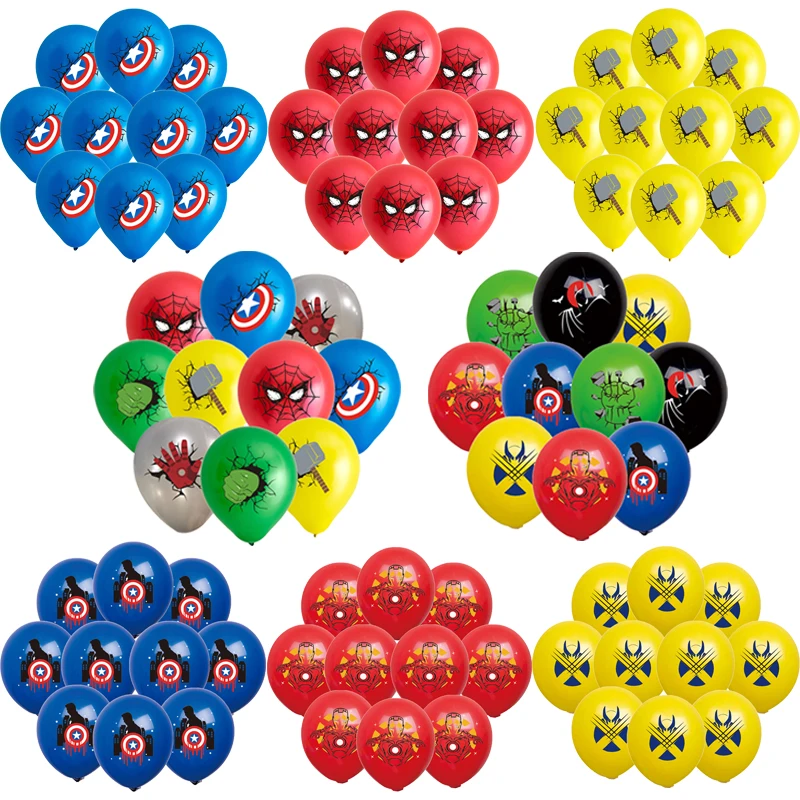 10pcs/set Cartoon Marvel Balloon The Avengers Latex Balloon Children Birthday Party Decoration Baby Shower Air Globos Toy Ballon