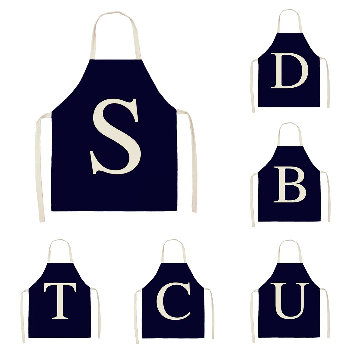 Home wreath Letter Pattern Apron Women Men child Linen Stain Resistant Apron Cooking Household Cleaning Tool Kitchen Utensils