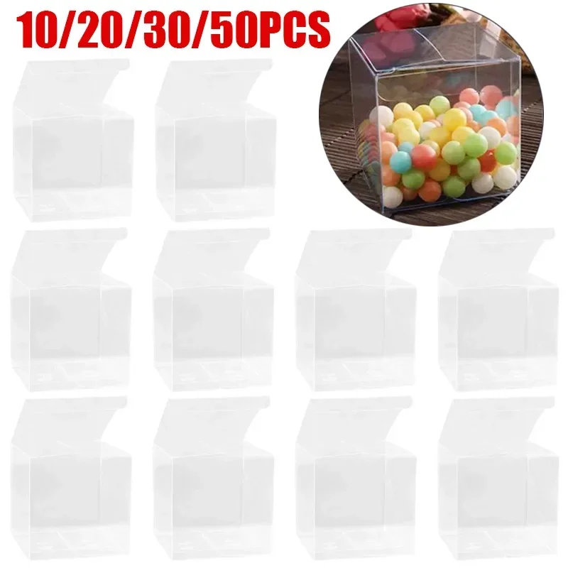 

10/20/30/50PCS PVC Square Clear Candy Gift Box Chocolate Candy Boxes Jewelry Storage Boxs Wedding Christmas Packaging Gift Boxs