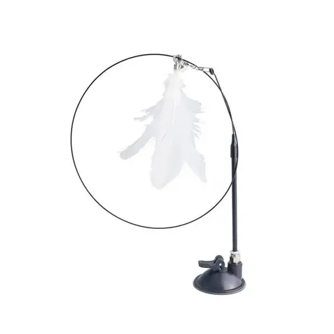 대화 형 고양이 장난감 Handfree 고양이 스틱 재생 새끼 고양이 재생 티저 지팡이 장난감 흡입 컵 깃털 고양이 지팡이 애완 동물 용품 Best5