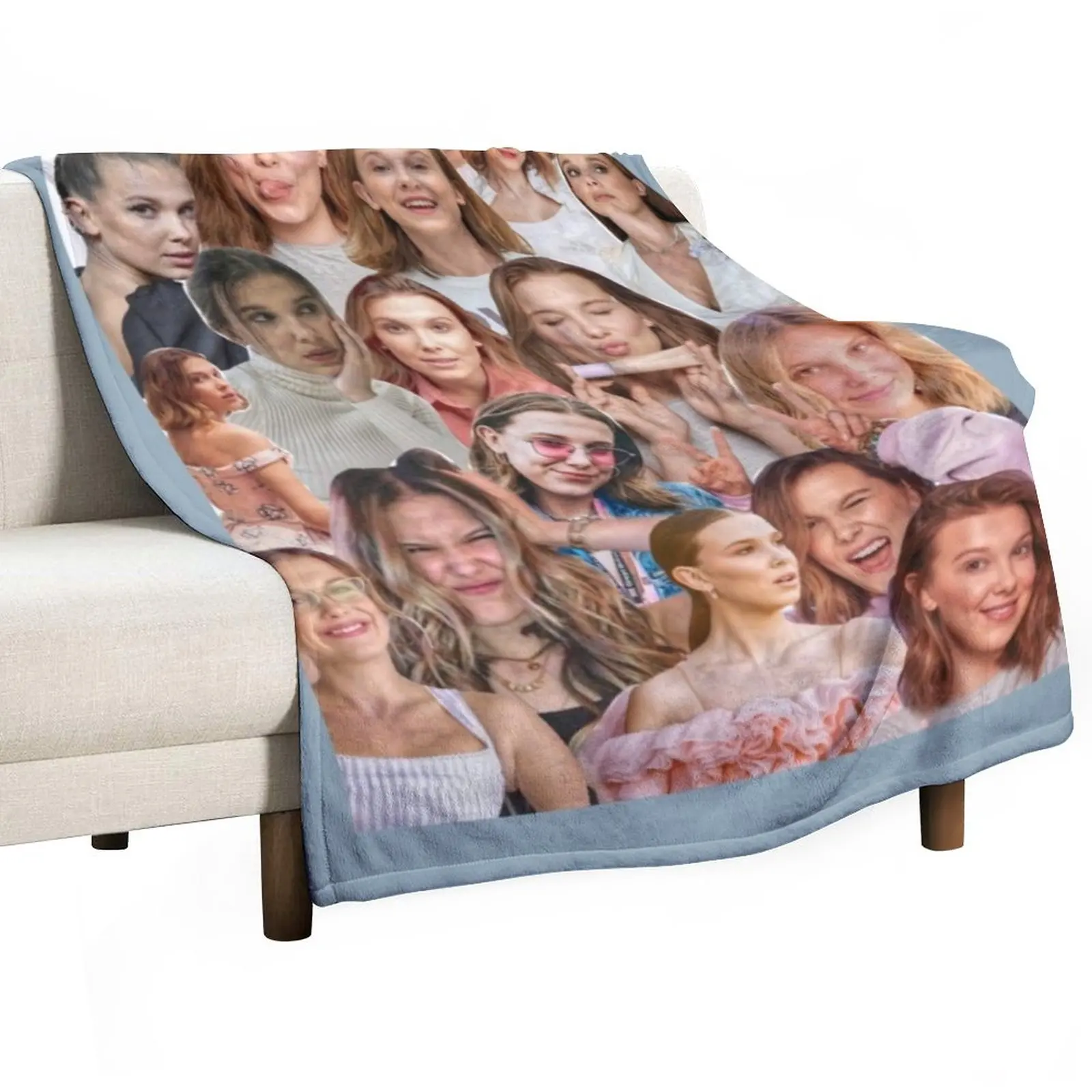 

New Millie Bobby Brown Edit Collage by Stasii Graphic Throw Blanket Warm Fluffy Shaggy Summer Blankets