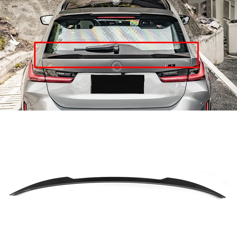 Car Tail Wing Top Spoiler Roof Carbon Fiber Trunk Splitter for  M3 G81 3 Series G21 Touring Spoiler 2021+ M4 Style