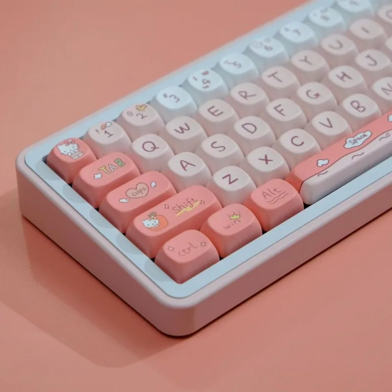 Sanrio Kawaii hello kitty Cinnamoroll Keycaps PBT Mechanical Keyboard Key Caps MOA Highly Cute Keyboard Accessories