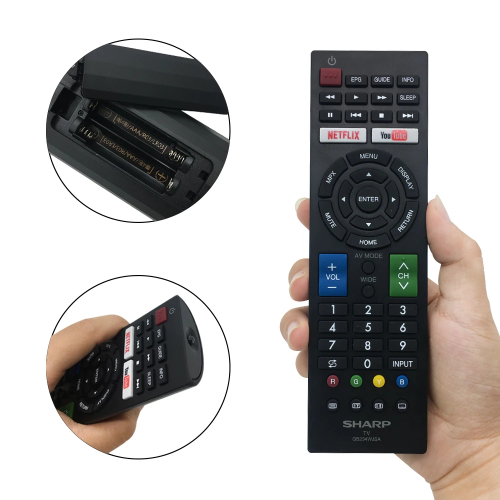 

Suitable for Sharp Smart TV original universal infrared handheld remote control, compatible with Netflix and YouTube