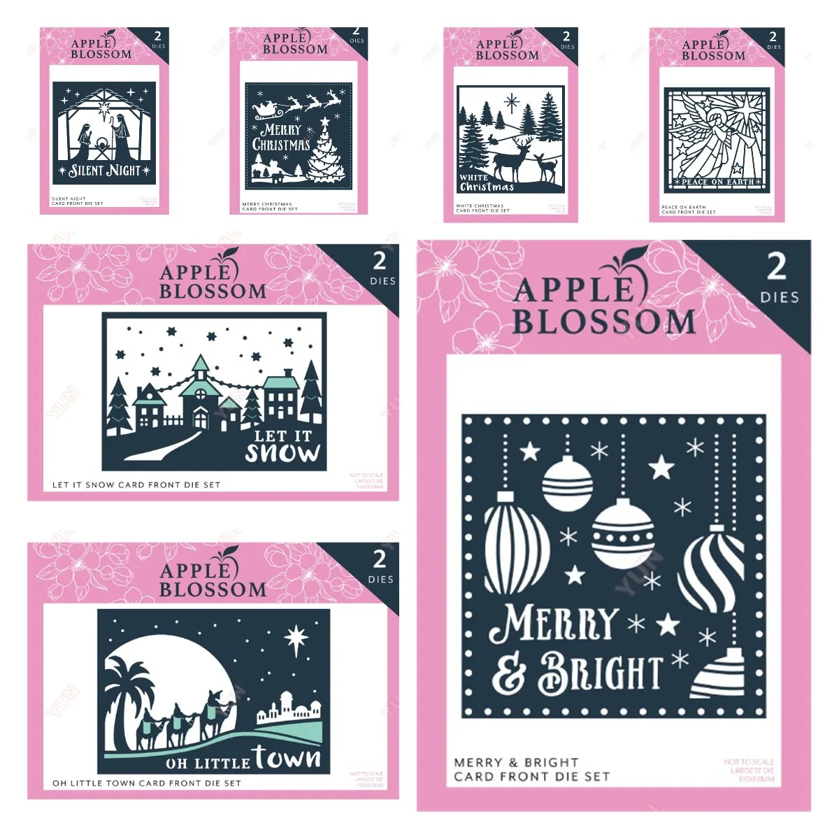 Merry Christmas Oh Little Town Silent Night Card Front Metal Cutting Dies Scrapbooking DIY Album Make Paper Card Embossing