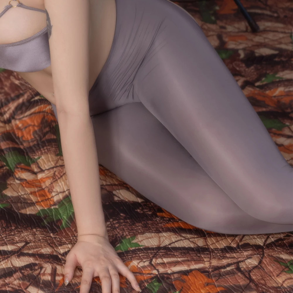 Women Sexy Open Butt Leggings Long Pants Sheer See Through Soft Nylon Skinny Trousers Buttocks Hollow Solid Erotic Pajama Pants