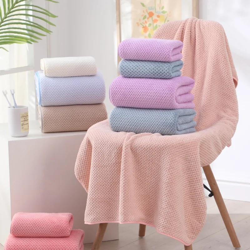 

2PCS/set Adult Coral Wool Bath Towel Set High Absorption Soft Coral Hair Facial Swimming Towels Bathroom Microfiber Towel Set