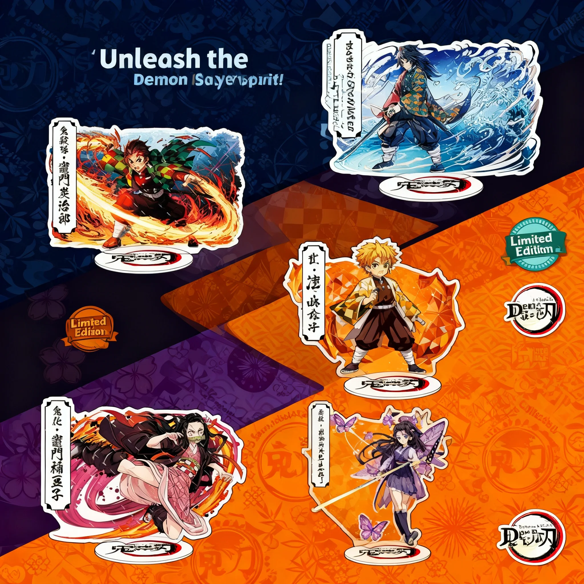

New Demon Slayer Acrylic Stand Double Layer Double Sided Figure Kamado Tanjiro Nezuko Kocho Shinobu Tomioka Giyu Anime