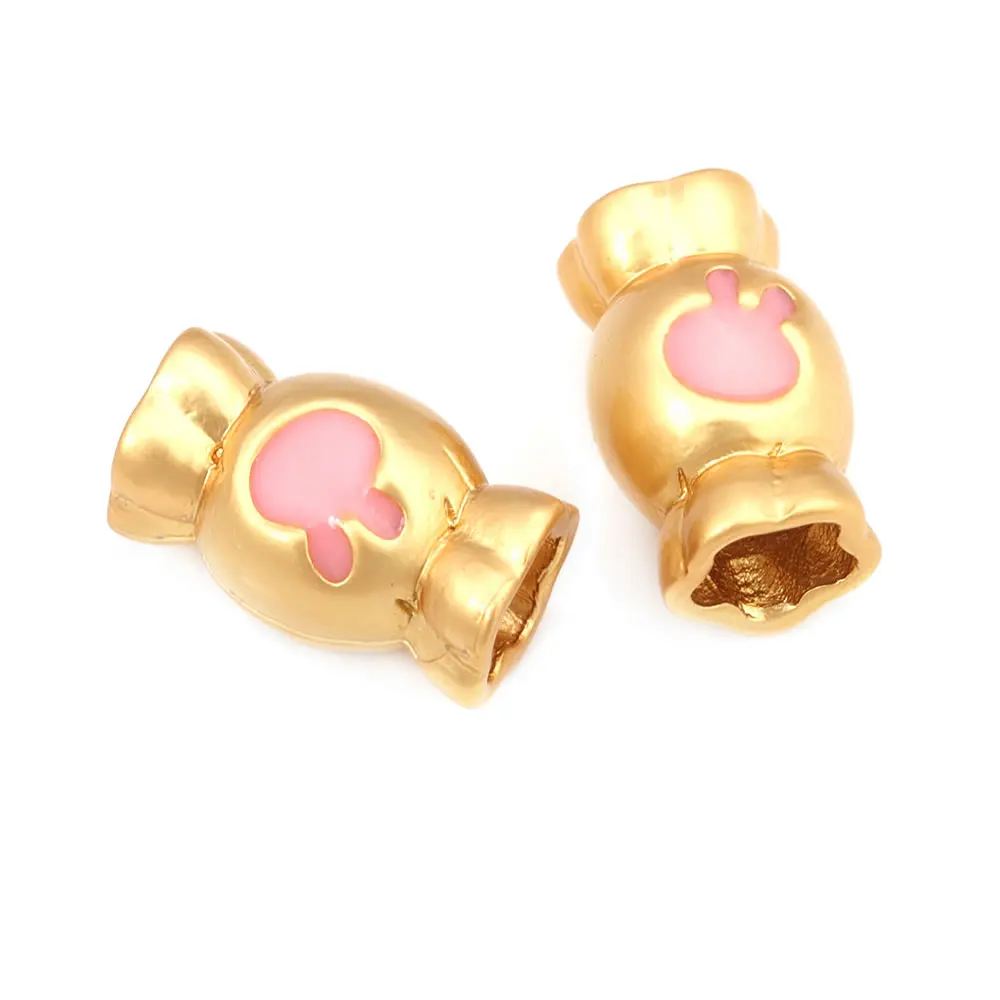 Matte Gold Color Brass with Oil Paintings Flower Bracelets Spacer Beads Jewelry Making Supplies Diy Findings Accessories