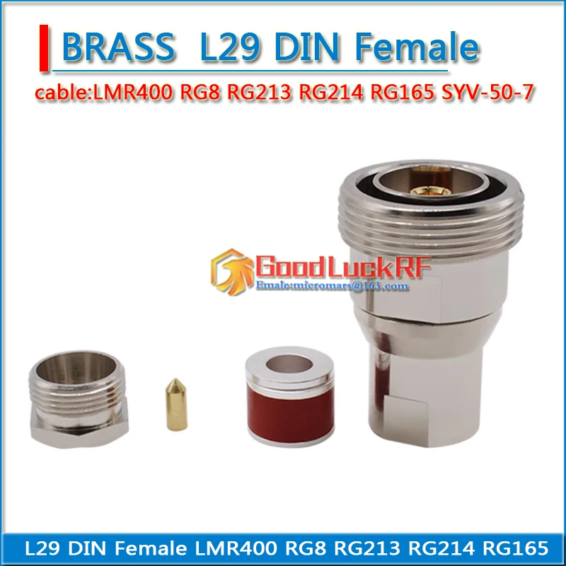 7/8 7/16 1/2 L29 DIN Female Solder for LMR400 RG8 RG214 RG165 SYV-50-7 calbe RF connector Adapter BRASS