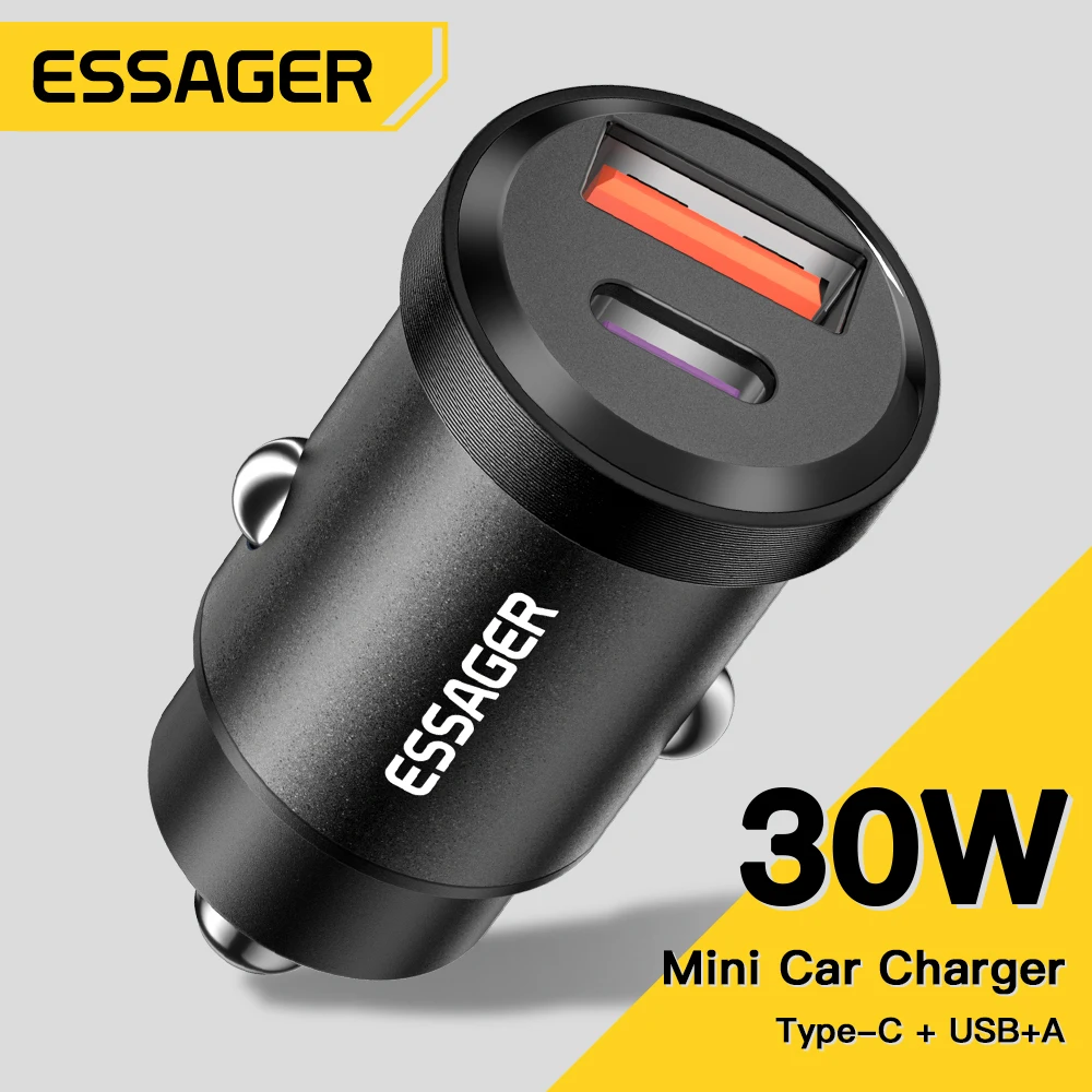 Essager 30W USB Car Charger Quick Charge 4.0 3.0 FCP  USB PD For Xiaomi Poco iPhone 12 13 14 Pro Fast Charging Car Phone Charger