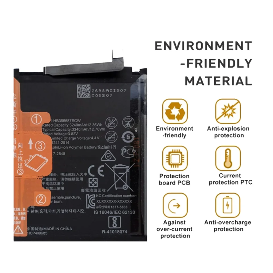 HB356687ECW Batería para Huawei Mate 10 Lite P30 Lite 4E Nova 2 Plus 2i NOVA3i 4e / Honor 9i Pieza de repuesto Capacidad original Teléfono 4