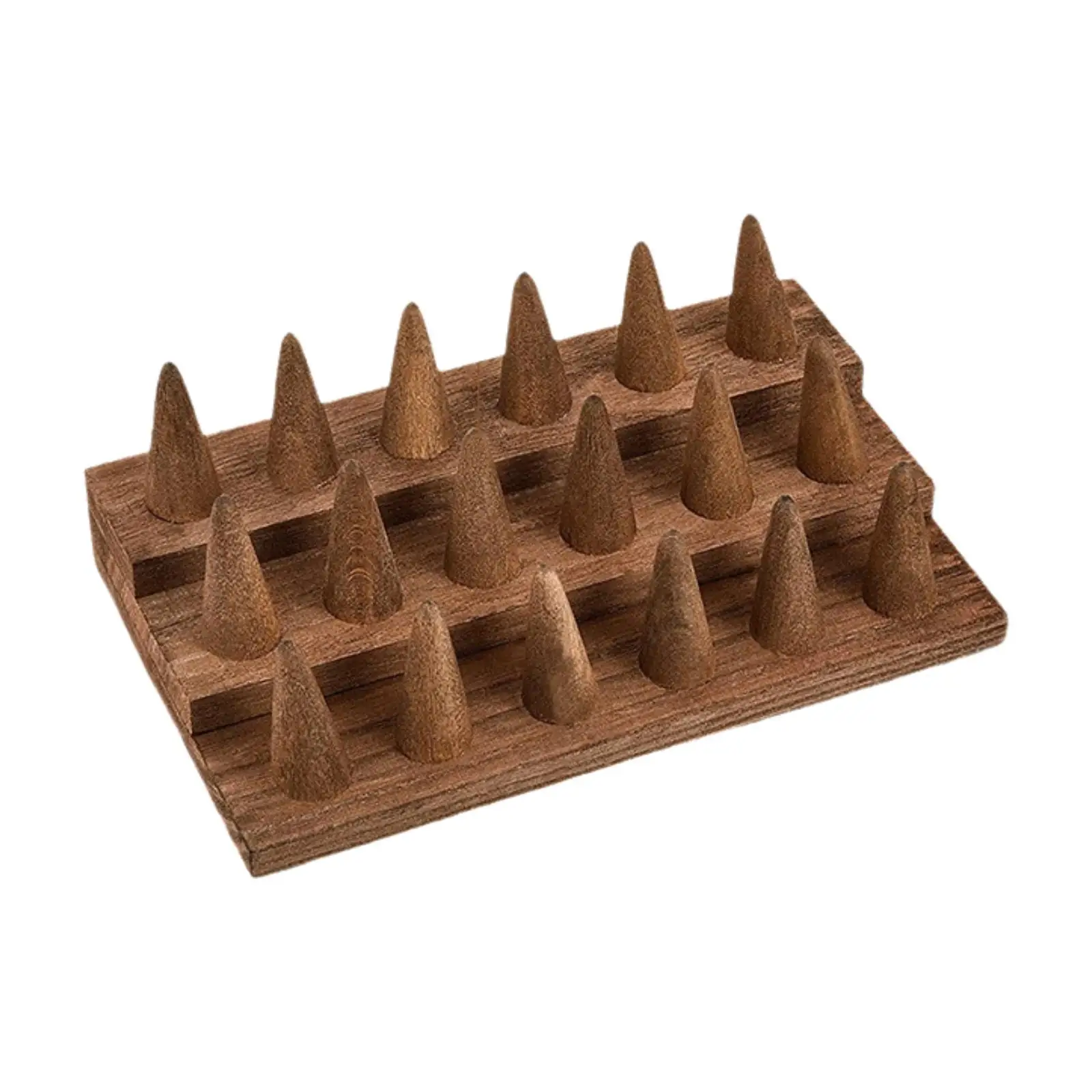 18 Fingers Wood Ring Display Stand Ring Holder for Jewelry Show Storage Lightweight 20x12x7cm Decorative Brown Showcase