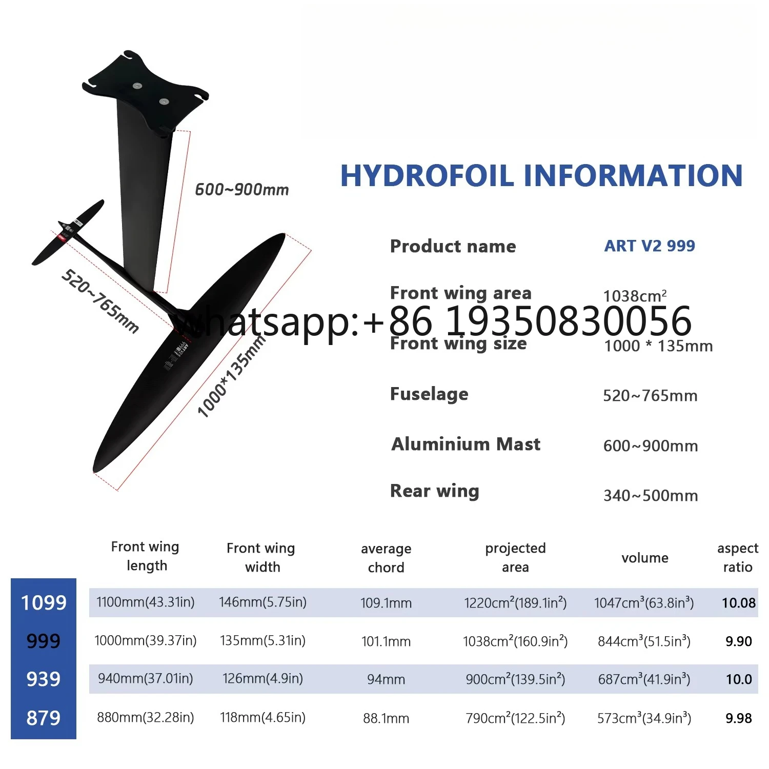 

Axis ART V2 999 Carbon Hydrofoil Board for Wave Surge Surfing Wind Foil Kitesurf for Surfboard Waterplay Surfing Board