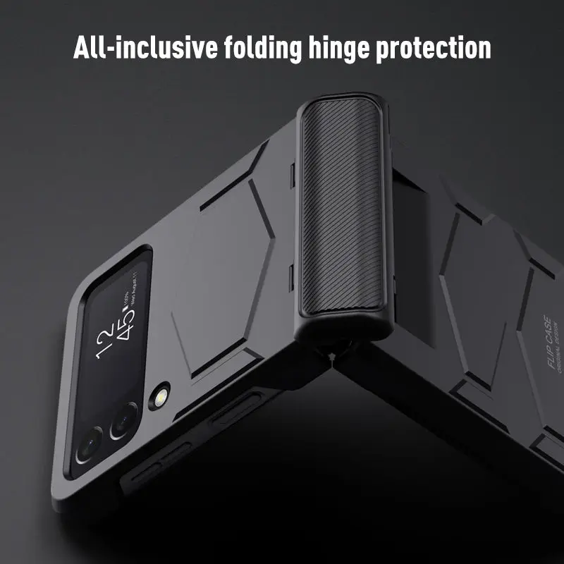 For Samsung Galaxy Z Flip 4 Metal Hinge All-Inclusive Shockproof Protection Case with Bracket Rugged Armor Cover for Z Flip 4