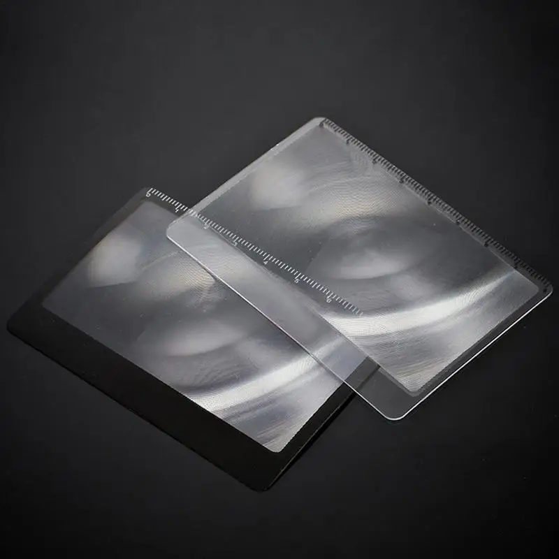 3X Magnifier Sheet With Scale Ultra-thin Reading Glass PVC Transparent Lens Credit Card Size Book Page Magnification