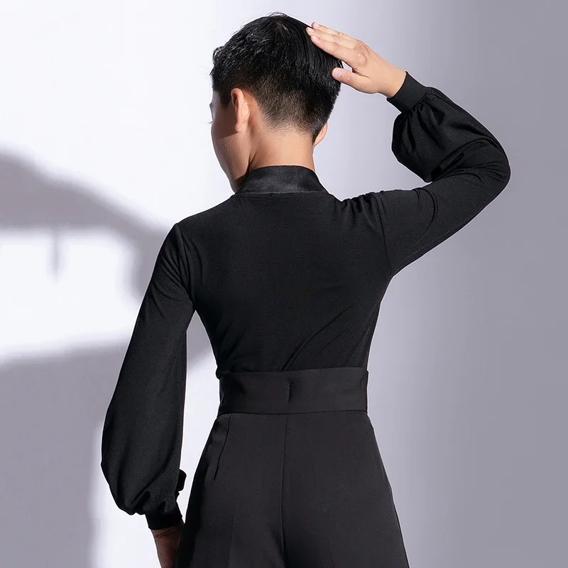 Nieuwe Losse Mesh Shirts V-hals Latin Dance Tops Voor Jongens Chacha Rumba Tango Jurk Ballroom Latin Prestaties Kleding DN13321