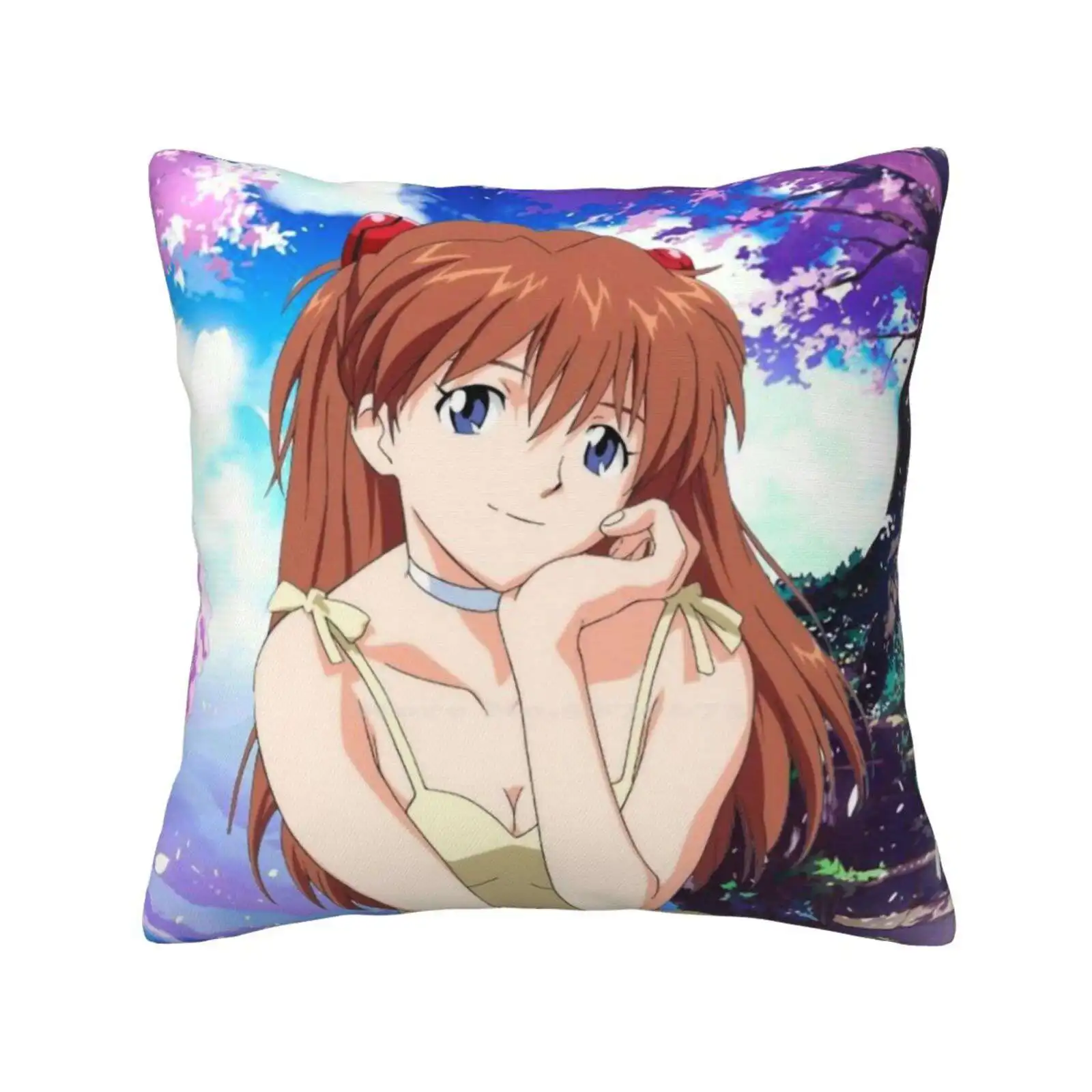 Asuka Langley Soryu-Cherry Tree-Throw Cushion Pillow Cover Asuka Anime Manga Cherry