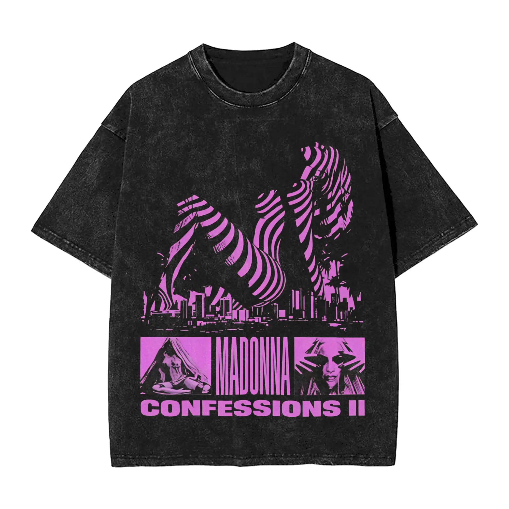 M-Madonna Confessions II Album Washed T Shirts Streetwear Hip Hop Casual T-Shirt  Tees Tops Men Women Cotton Oversize Summer