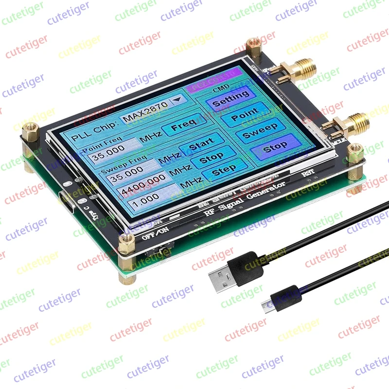 MAX2870 Signal Generator 23.5Mhz-6000Mhz Frequency Touching Screen Radio Frequency Signal Source PC Software Controls