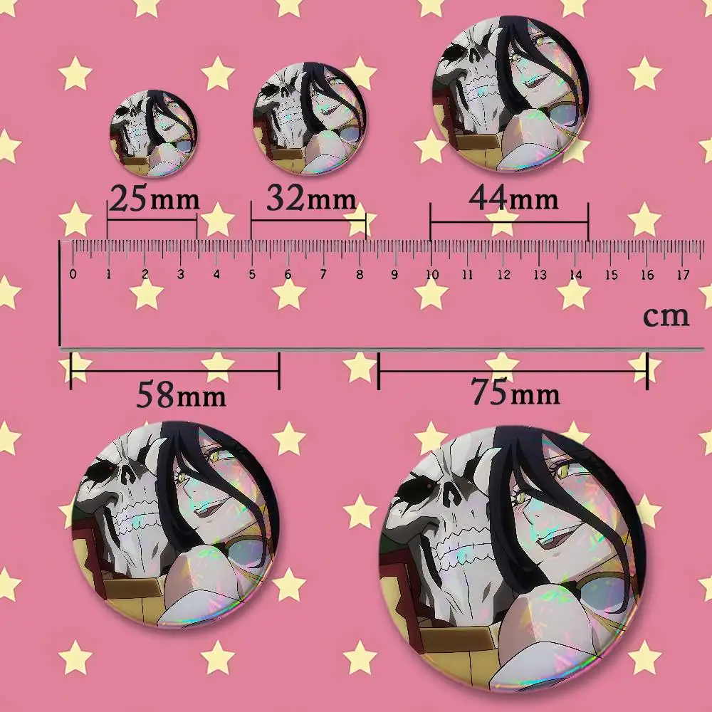 Albedo Ainz Ooal Gown O-Overlord Badges Round Itabag Decoration IP Peripheral Products 58mm 44mm 32mm 75mm 25mm Mini