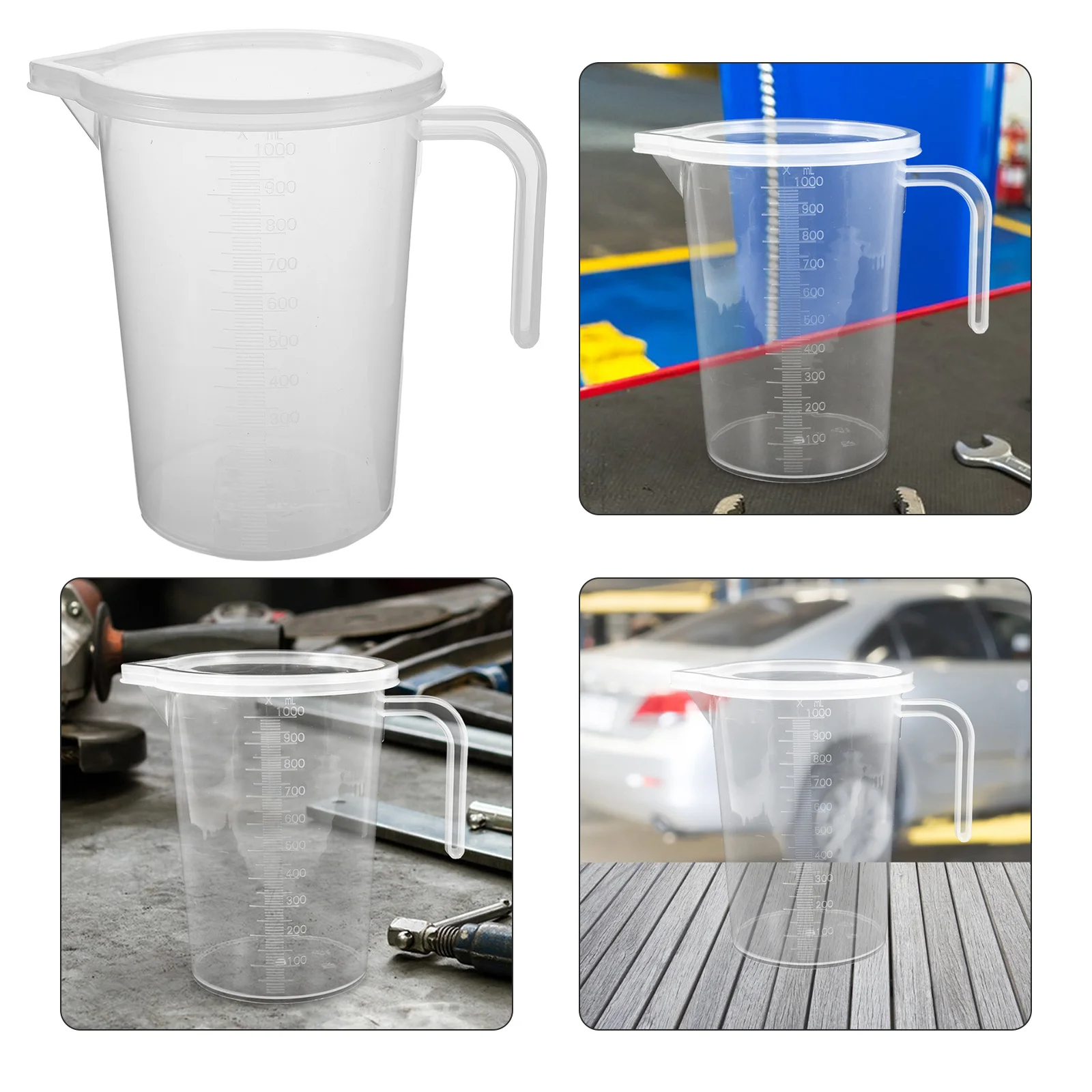 

1000Ml Engine Oil Measuring Jug Clear Plastic Pitcher Handle Non-Slip Accurate Fluid Measurement Automotive Garage Maintenance