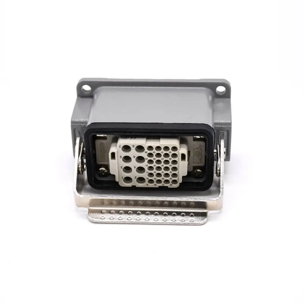 H10B 32 Pin Heavy Duty Connector Male Without Contacts Butt-Joint Female M25 Bulkhead Mounting