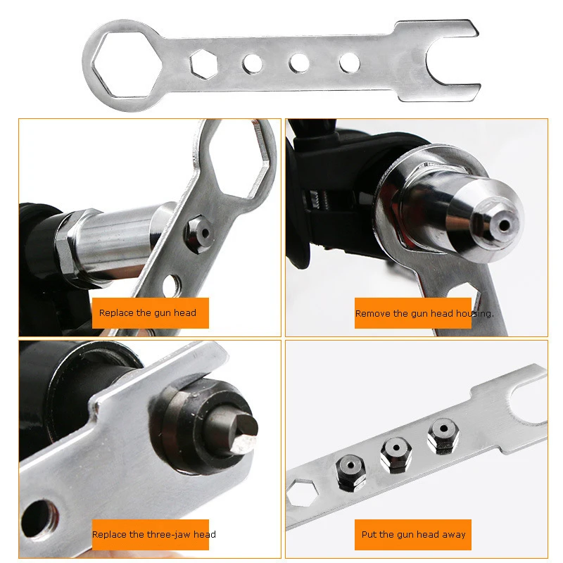 Pistola remachadora eléctrica con batería, máquina remachadora para taladro inalámbrico, cabezal de conversión de pistola remachadora, herramienta para tuercas de remache de 2,4/3,2/4/4,8mm