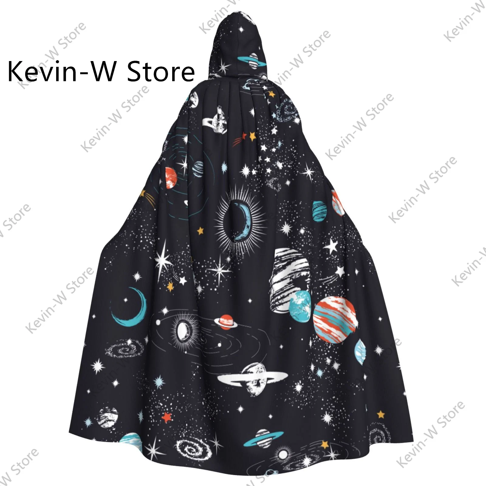 Adult Cloak Cape Hooded Space Galaxy Constellation Zodiac Star Medieval Costume Witch Wicca Vampire Elf Purim Carnival Party