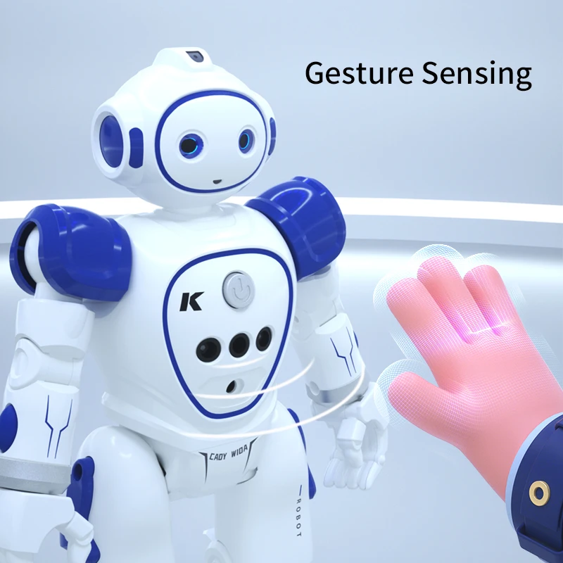 2,4 Ghz Fernbedienung Roboter Singen Und Tanzen Englisch Roboter Spielzeug Geste Sensor Roboter Fernbedienung Spielzeug Blau Grau