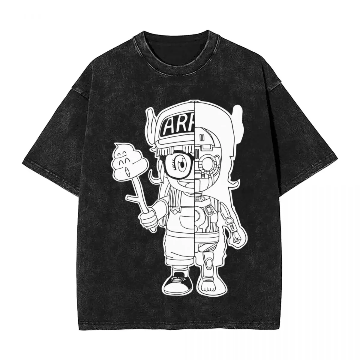 Футболка Dr. Slump в стиле хип-хоп из мытого хлопка в стиле Харадзюку футболка Arale Sanatomy Модные мужские женские топы уличная одежда футболки с графическим принтом