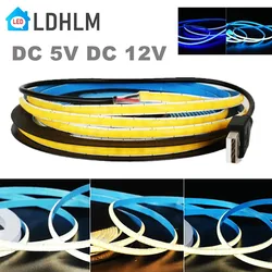 DC 5V 12V USB LED COB Strip White Warm White LED Strip Light 1- 5m LED String Light TV Background Lighting Tape Home Decor Lamp