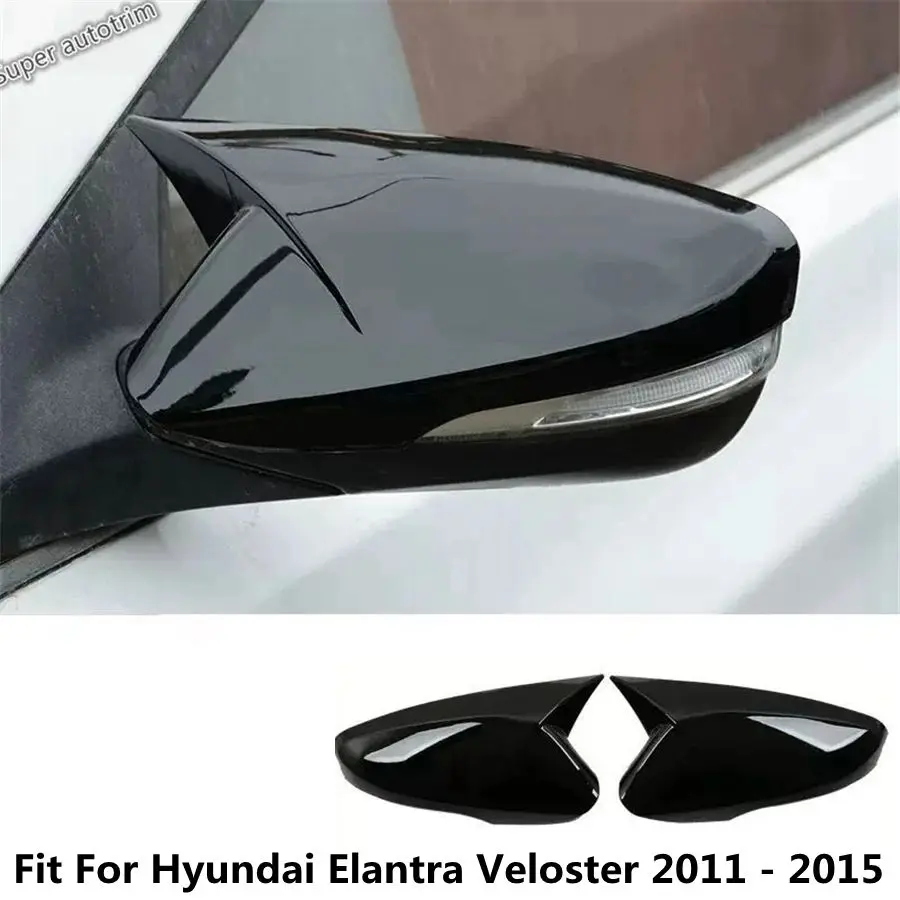 

Black Car Door Side Rearview Mirror Wing Cap Decor Cover Trim Accessories For Hyundai Elantra Veloster 2011 - 2015 Ox Horn Style