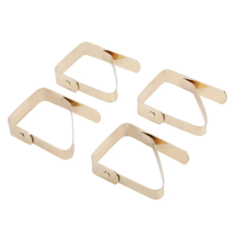 4 PCS Stainless Steel Tablecloth Clips Gold Thickened Design Tablecloth Clamps Easy to Use Convenient Table Cover Holders