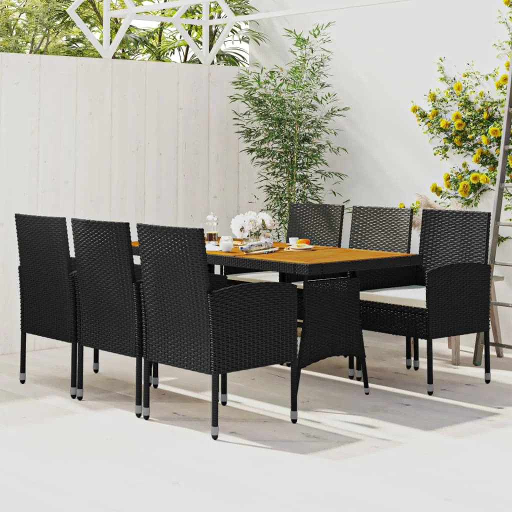 

7 Piece Patio Dining Set Poly Rattan Black F Outdoor Table and Chair Sets Outdoor Furniture Sets