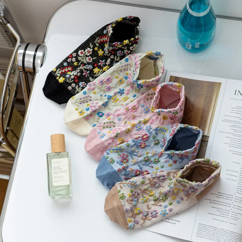 

Новые носки до щиколотки с цветочным принтом в стиле ретро, модные трендовые милые романтические мягкие удобные короткие носки-трубочки для женщин