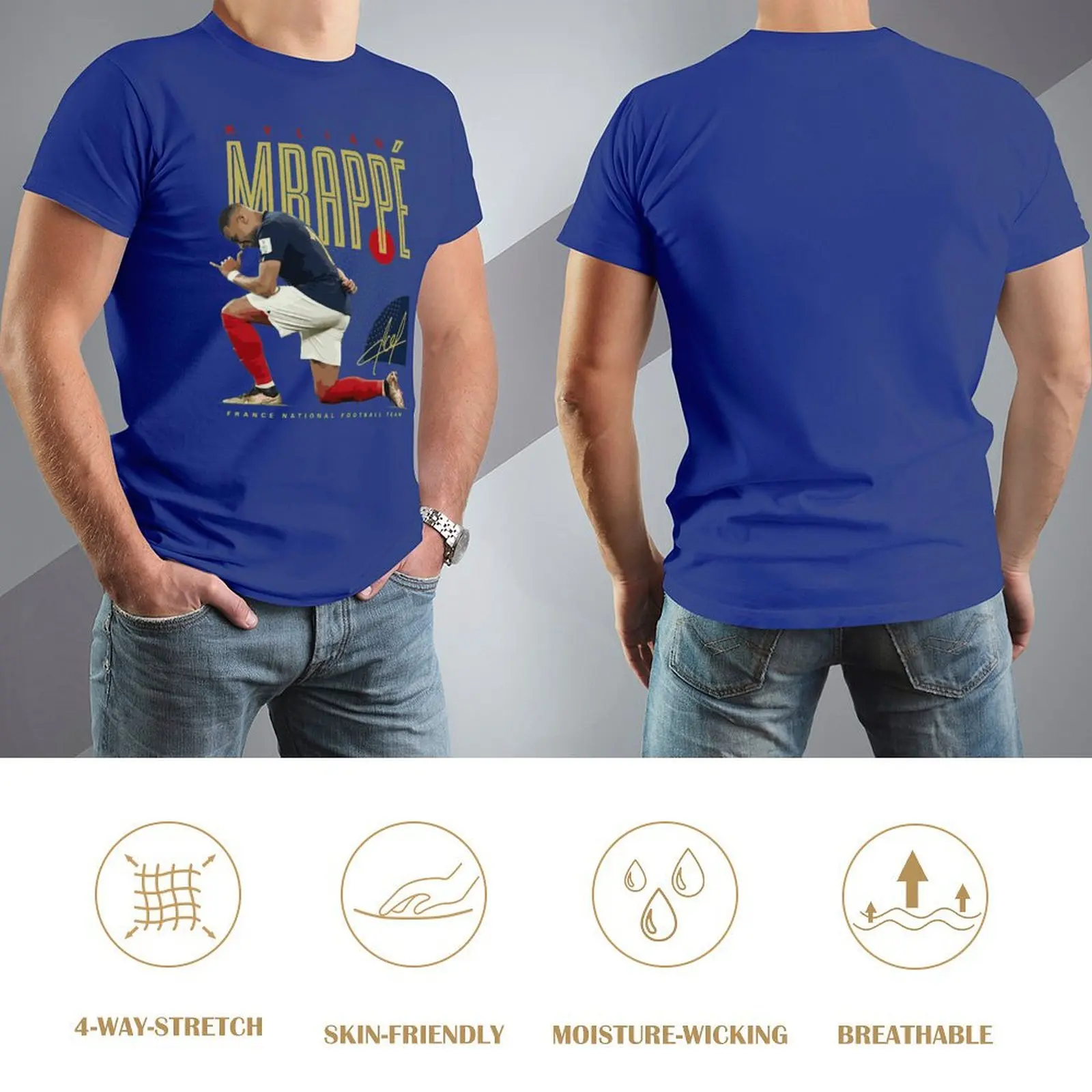 Camiseta de Mbappe y Kylian Mbappé, equipo de fútbol de Francia, 12, cuello redondo, camiseta divertida de alta calidad, novedad de viaje, talla europea