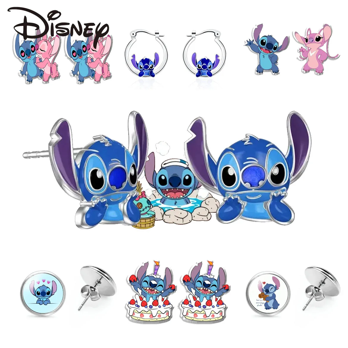 Lilo & Stitch Disney Cartoon Ear Pendants Cute Stitch Metal Earring Delicate Female Jewelry Accessories Woman Girl Holiday Gifts