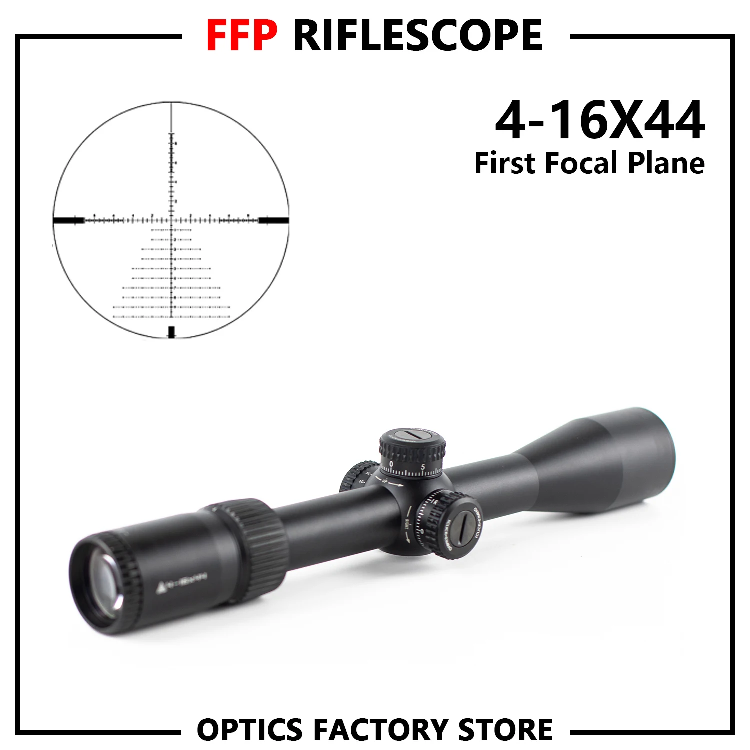 OPTICS HD 4-16X44 FFP Hunting Scope First Focal Plane Riflescopes Glass Etched Reticle Optical Sights Fits .308