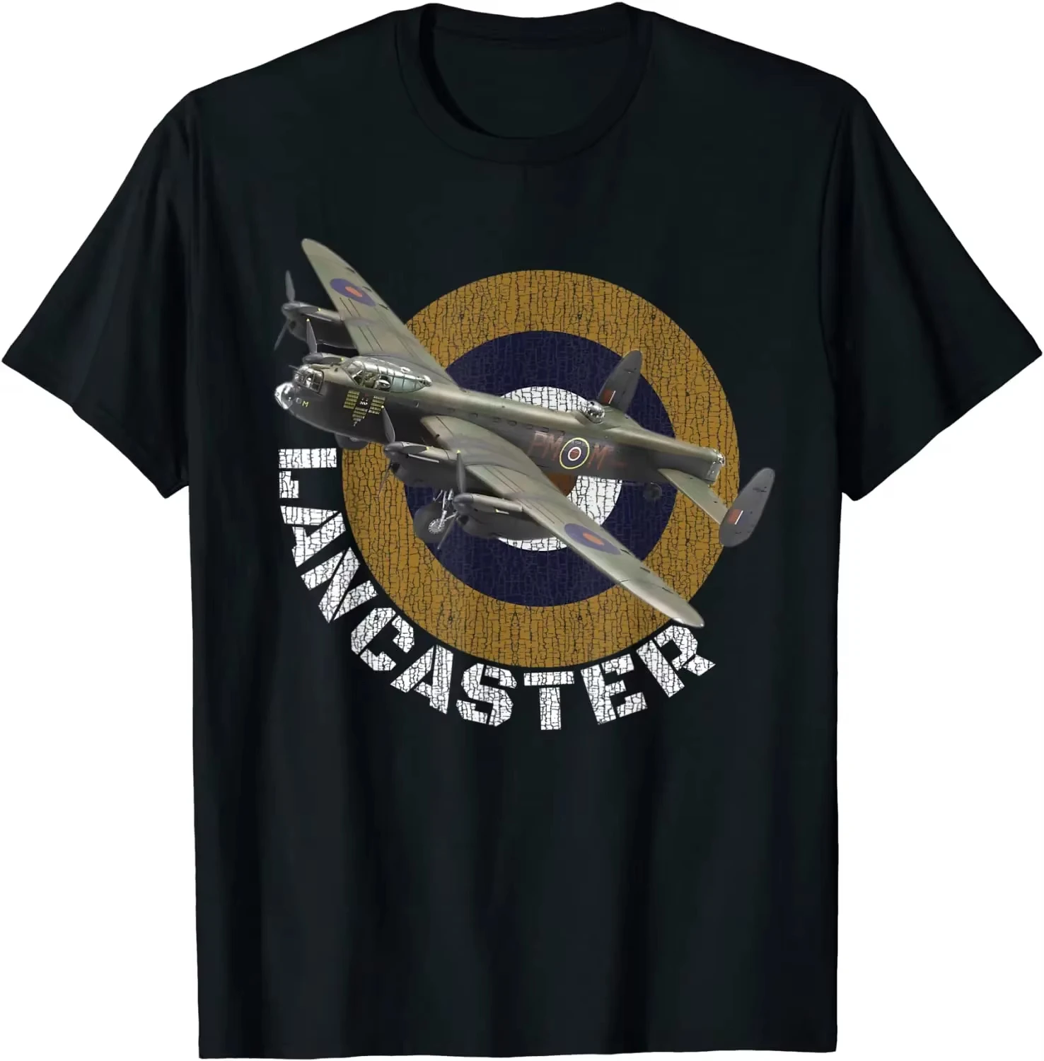 British Warplanes RAF Lancaster Heavy Aircraft T-Shirt. Premium Cotton Short Sleeve O-Neck Mens T Sh
