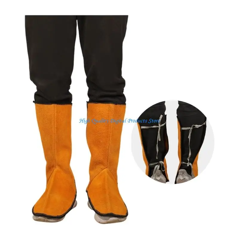 U2JE Leather Over Shoe Covers for Welders, Lower Leg Welding Gaiters for Metal Cutting and Workshop Floor Task Wear
