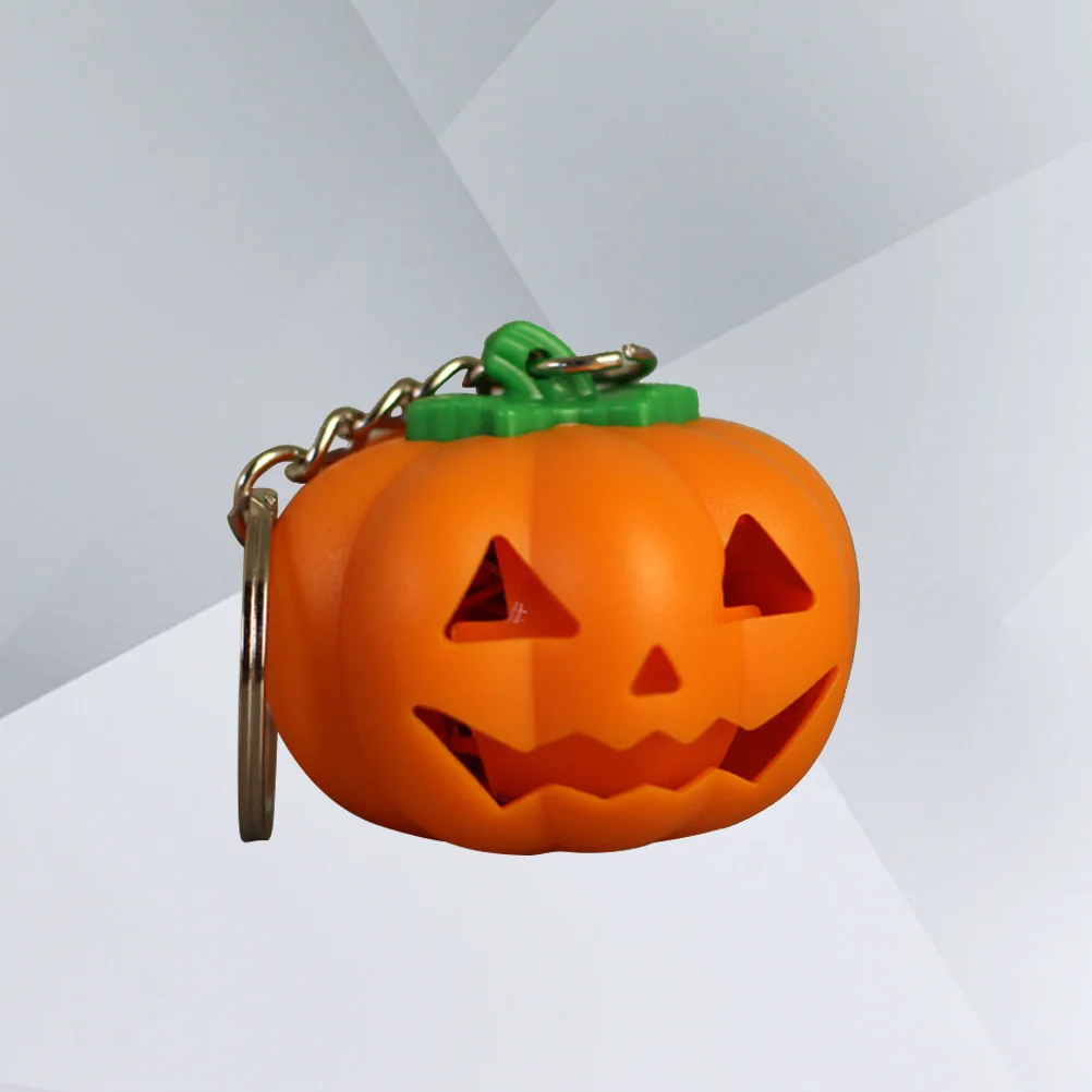 

Glowing Pumpkin Head Keychain LED Light Halloween Decoration Mini Key Ring Toy Gift for Kids Small Light Up Accessories Belt