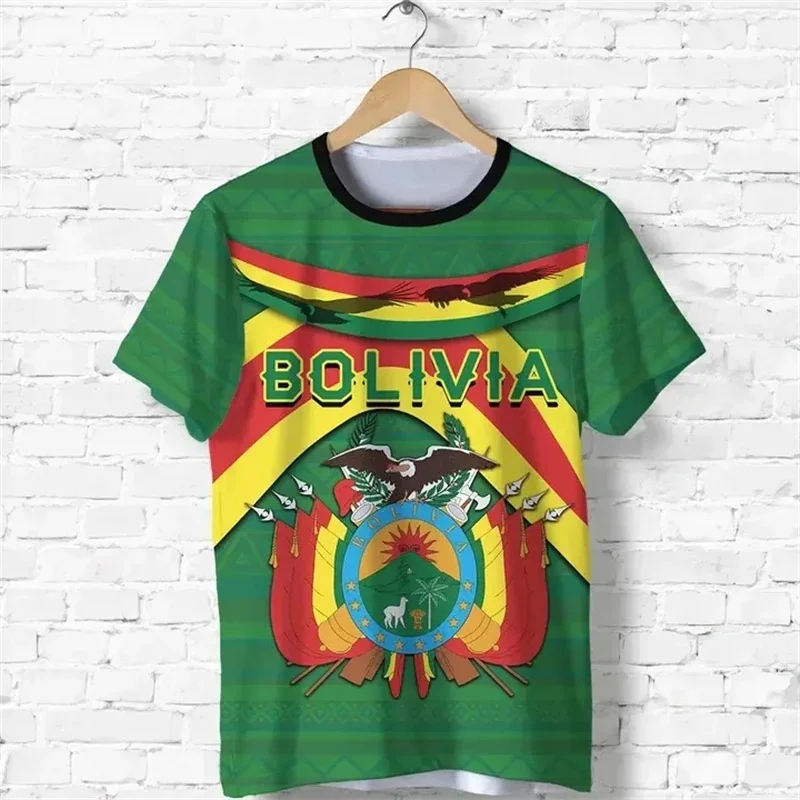 1 Piece Custom Your Picture Bolivia Men'S T-Shirts Casual Loose Crew Neck Bolivian Flag Short Sleeved Tees Tops Clothing Oversiz