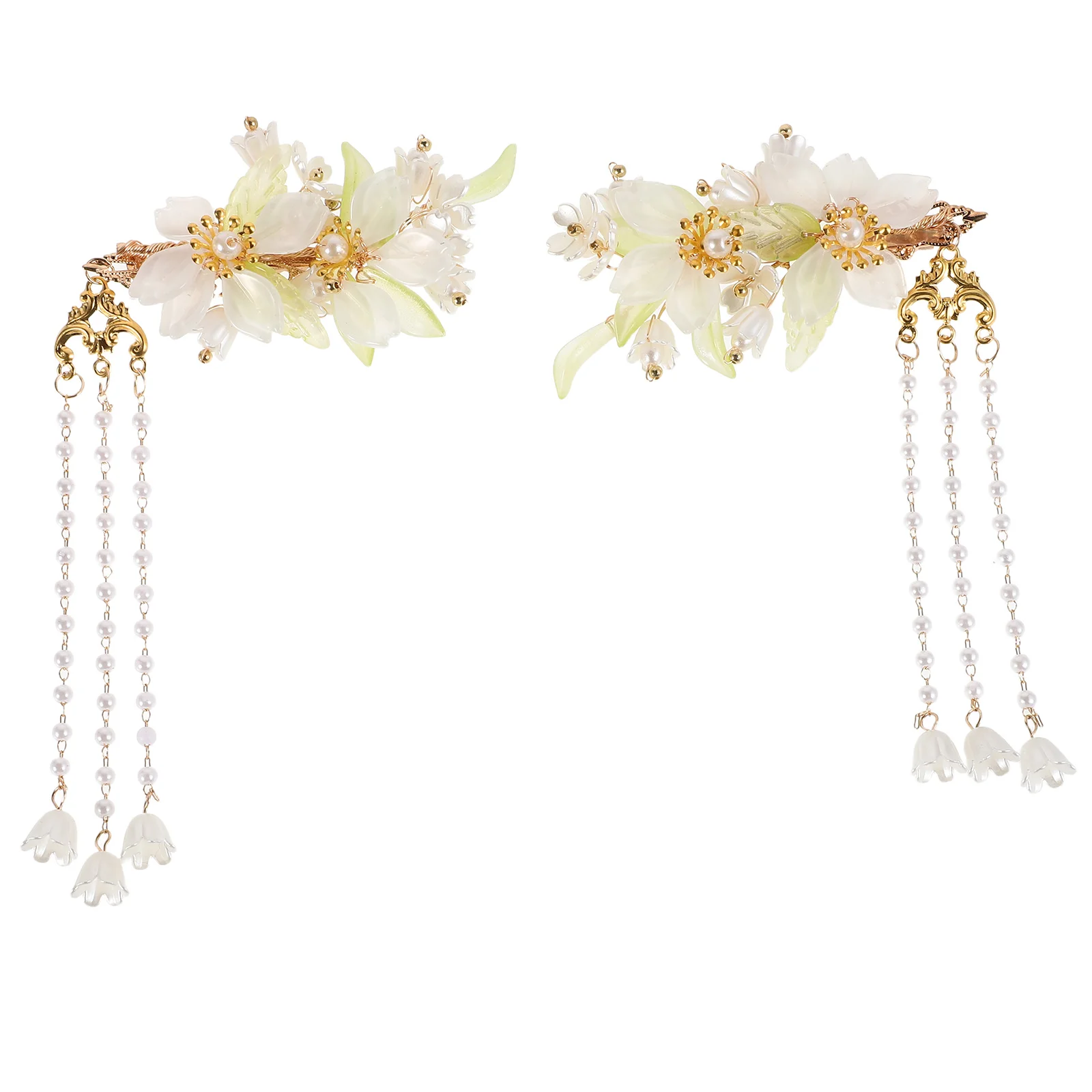 

Lily of Flower Hairpin Clips Cute Shape Claw Tassel Chinese New Year Accessories Resin Hanfu Miss