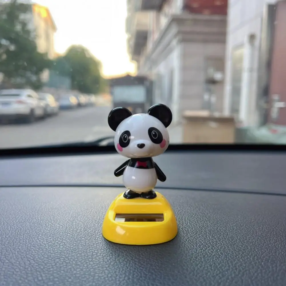 Car Ornaments Solar-powered Panda Car Ornament Dashboard Nodding Toy with Swing Head Cute Decoration Fun Gift for Car Lovers