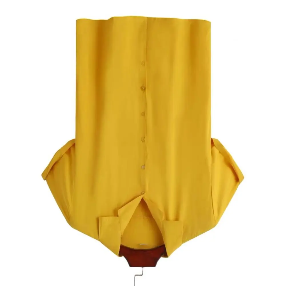 

Однобортная свободная мужская рубашка с коротким рукавом, однотонная стильная верхняя рабочая одежда с отложным воротником