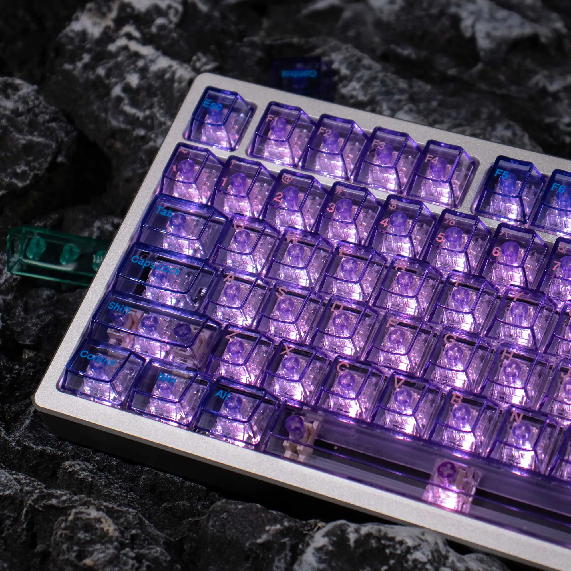 

Transparent Purple Keycaps Colorful English keycaps 156 keys Cherry Profile PC keycaps For Mx Switches Mechanical Keyboard